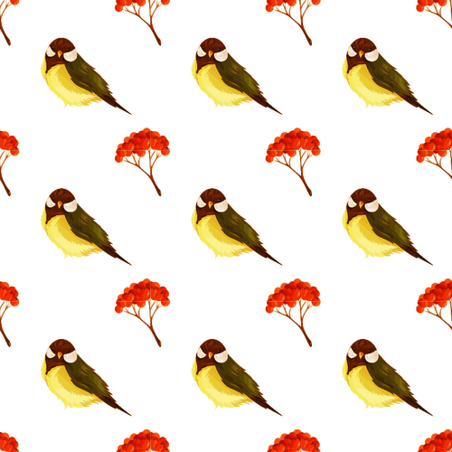 Bird and pome seamless pattern vector illustration