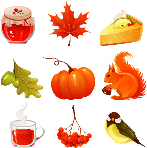 Obraz wektor wybór zestaw ikon jesień