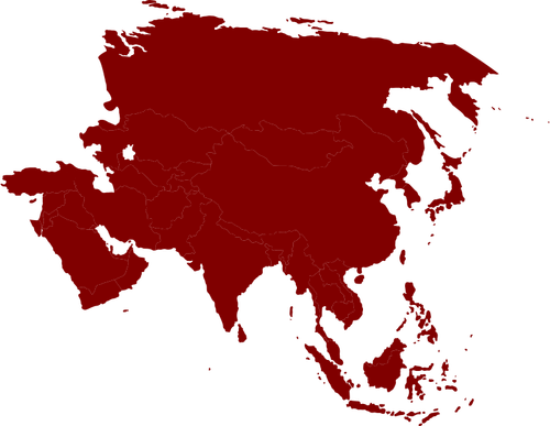 Mapa kolorowych ilustracji wektorowych Asia