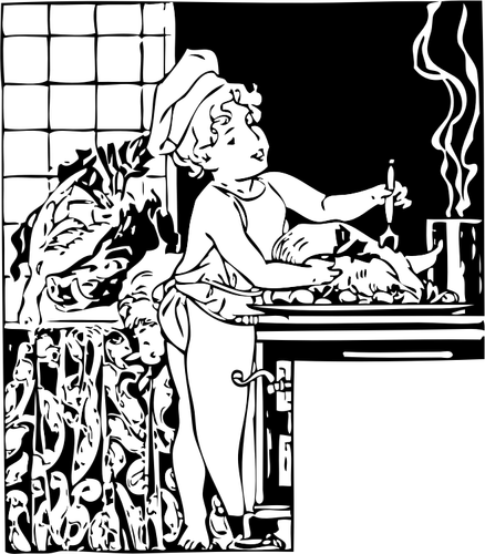 Vektor-Bild eines kleinen Kindes als Kochen Koch
