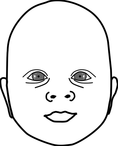 Dětská hlava v černé a bílé Vektor Klipart