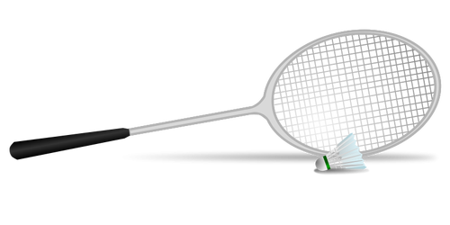Ilustração vetorial da bola e a raquete de badminton