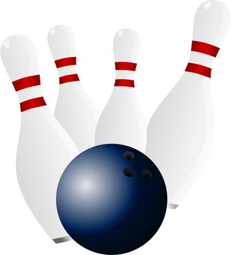 Bowling pinnen en bowling bal vector tekening