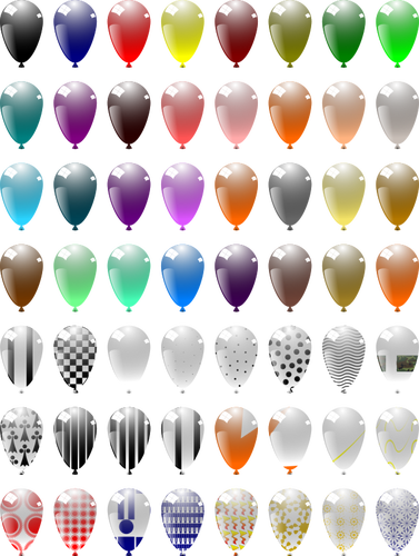 Vektorgrafikk utklipp av 49 forskjellige baloons