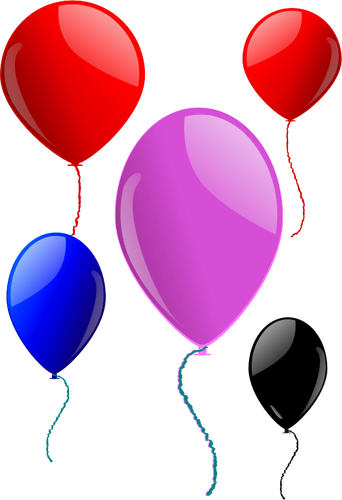 Vektorgrafikk utklipp av fem flytende ballonger