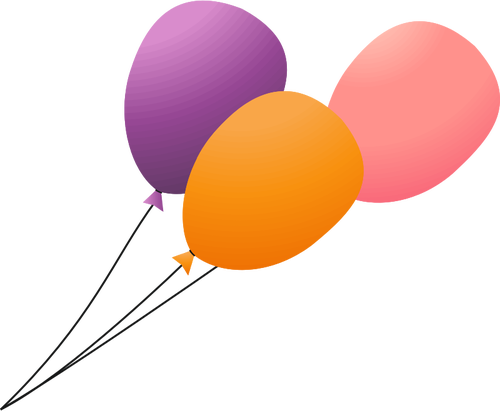 एक लीड वेक्टर छवि पर तीन फ्लाइंग गुब्बारे