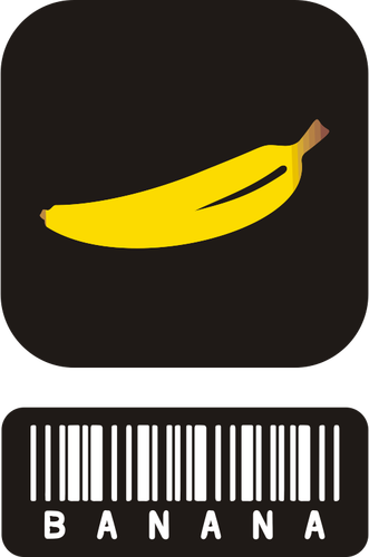 Vektor ilustrasi dua sepotong stiker untuk pisang dengan barcode