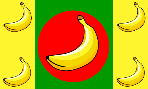 Vektor-Cliparts von Bananen-Flagge mit fünf Früchte