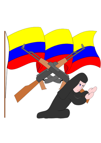 Kolumbijská guerilla stíhací vektorový obrázek