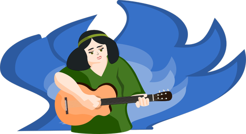 Ilustración de vector de guitarra tocando mujer