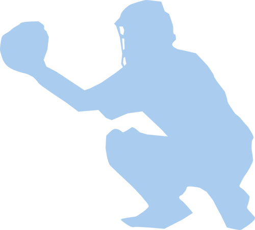 Béisbol jugador ponerse en cuclillas silueta vector de la imagen
