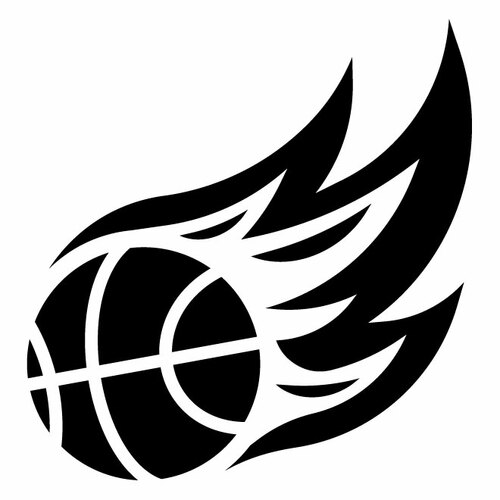 Basketballball mit Flammensilhouette