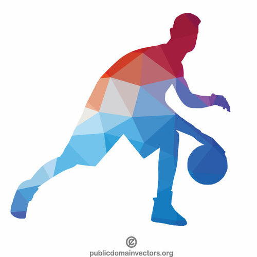 Silhouette a colori del giocatore di basket