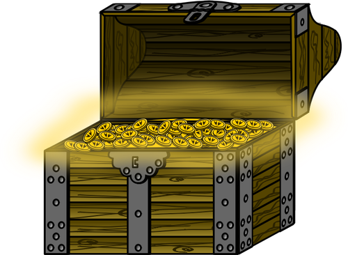 Vektorové grafiky dřevěná truhla s pokladem