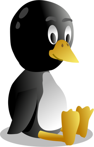Vector de la imagen de sentado y sudando pingüino