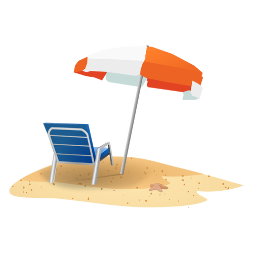 Пляжный стул и зонтик векторное изображение