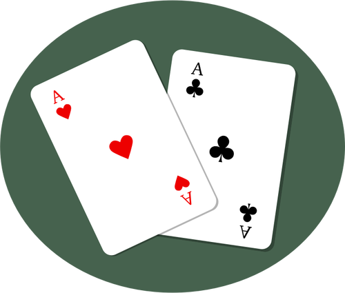Aces srdce a a klubů, které hrají karty vektorové grafiky