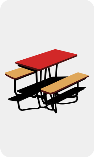 Vektor grafis dari bangku taman dengan meja