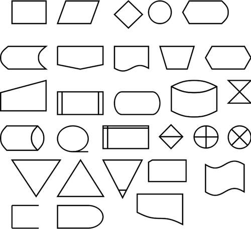 Vector de la imagen de los iconos de diagrama de flujo de datos