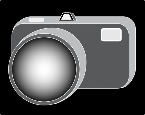 Wektor rysunek prosty aparat fotograficzny ikona z czarnym tłem