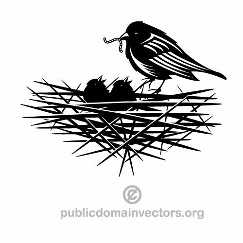 Oiseau dans une illustration de vecteur de nid