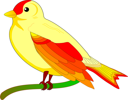 בתמונה וקטורית של ספארו צבעוני על ענף עץ