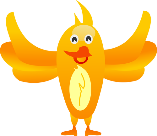Šťastný oranžový pták s křídly šíří široké vektorový obrázek