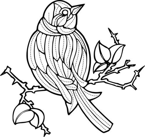 Vector de la imagen de un pájaro con el patrón de bordado