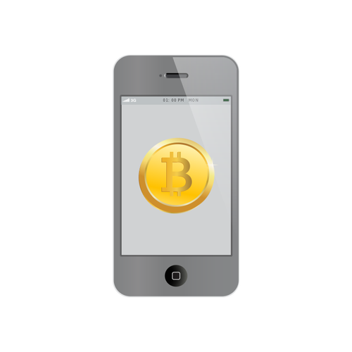 Bitcoin på iPhone vektor illustration