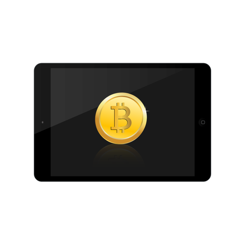 Bitcoin pe iPad vector imagine