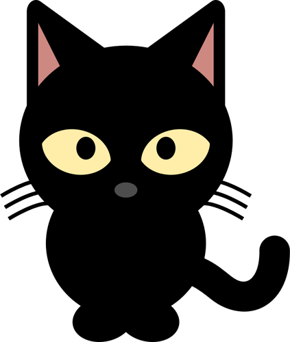 Vektor Klipart kotě černé karikatury