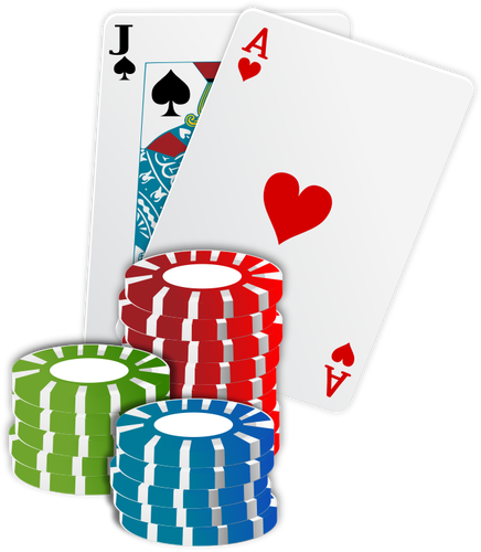 Illustrazione vettoriale di casino chip carte da poker