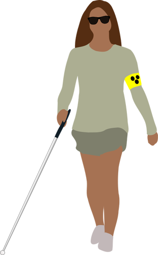 Vector bildet av en blind kvinne som spaserer