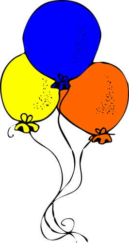 Globos naranjas y amarillos azul