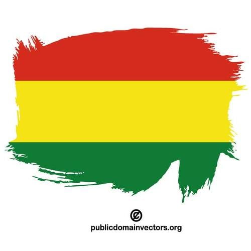 Bolivias flagg malt på hvit bakgrunn