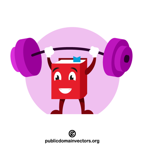 Book character exercising with a barbell