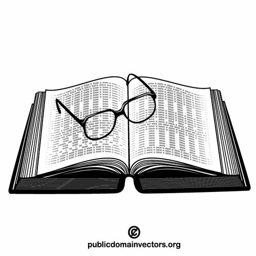 Óculos em um livro aberto