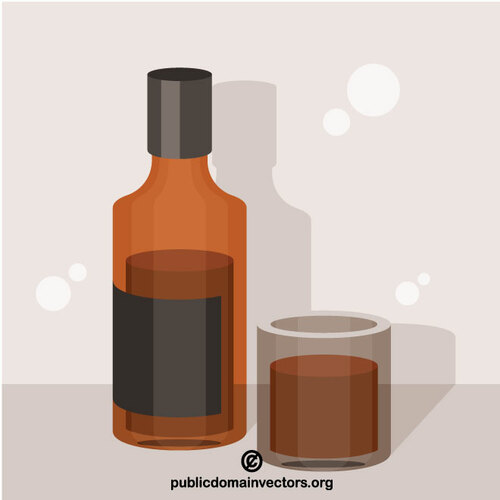 Whisky-Flasche und einem Glas