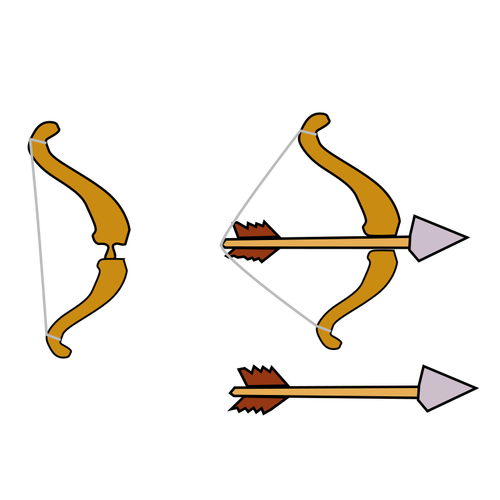 Лук и стрелы, сделанные для игры векторное изображение