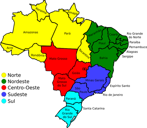 Brasilian kartta, jossa on selitteen vektorikuva