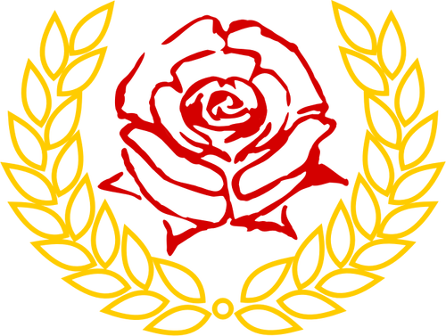 Červená růže v vavřínový věnec Vektor Klipart