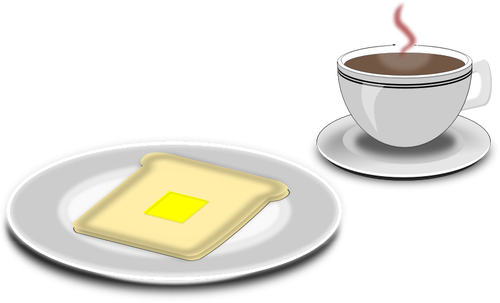 Ilustraţie vectorială de cafea şi pâine prăjită servire