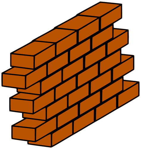 Red brick wall with bricks sticking out vector clip art