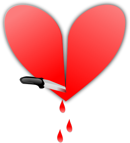 Coeur en tranches avec une image vectorielle de couteau
