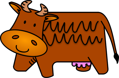 フレンドリーな茶色の牛のベクトル イラスト