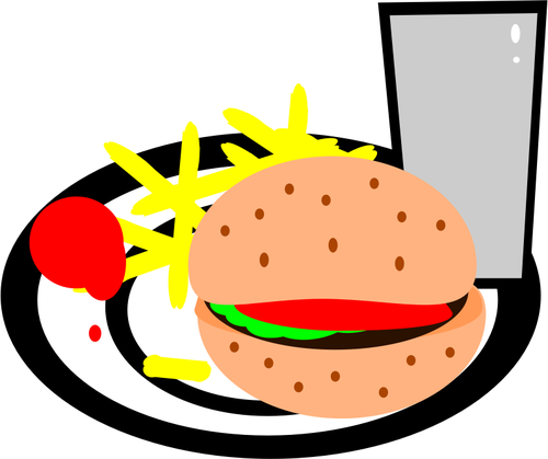 Hamburger en chips vector illustraties