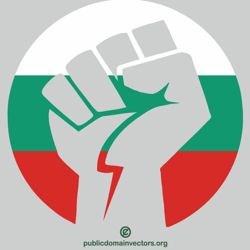 Bandera búlgara apretado puño