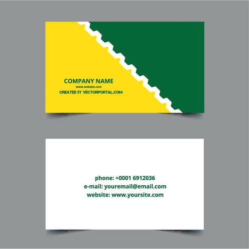 Шаблон визитной карточки в желтый и зеленый цвет