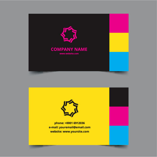 Дизайн шаблона визитных карточек 4 цвета