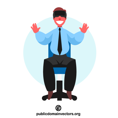 איש עסקים באמצעות קסדת VR